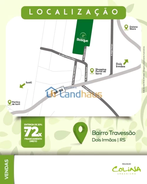 Terreno à venda em Centro, Dois Irmãos